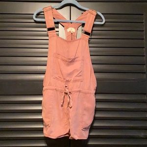 Taupe Linen Overall Romper